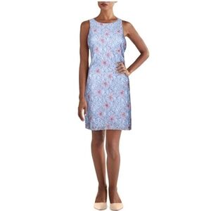 Avec Les Filles Womens Blue Lace Sleeveless Floral Shift Dress‎ NWT Size 12